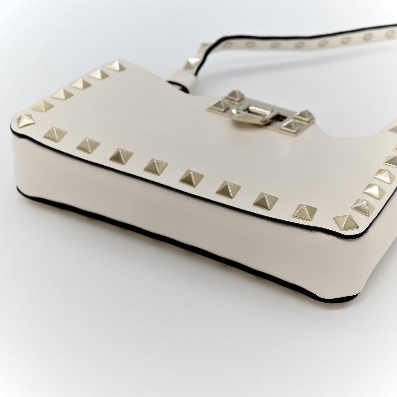 Valentino 范倫鐵諾 白色 鉚釘 牛皮 斜挎包-9