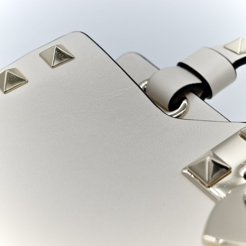 Valentino 范倫鐵諾 白色 鉚釘 牛皮 斜挎包-10