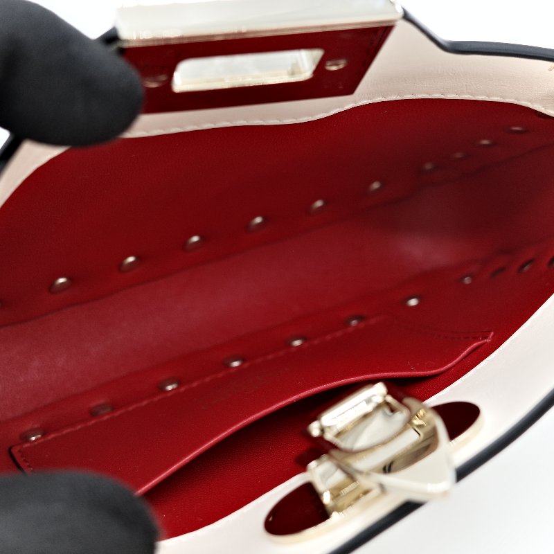 Valentino 范倫鐵諾 白色 鉚釘 牛皮 斜挎包-15