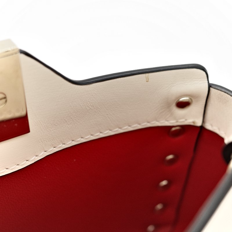 Valentino 范倫鐵諾 白色 鉚釘 牛皮 斜挎包-16