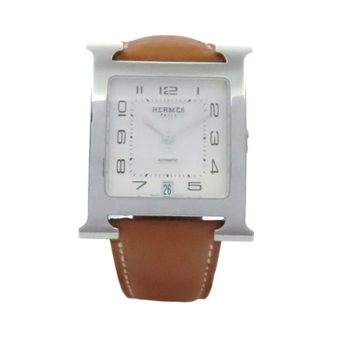 Heure H Hour 自動上鍊機械 腕錶 白錶面 棕色牛皮錶帶【HERMES 愛馬仕】 HH2.810.220