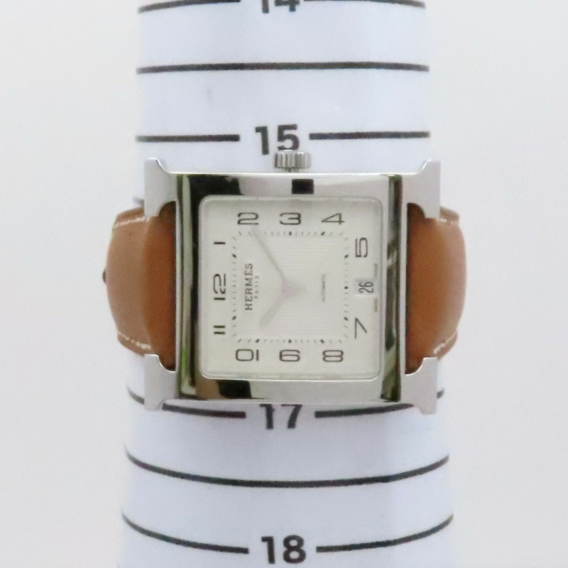 Heure H Hour 自動上鍊機械 腕錶 白錶面 棕色牛皮錶帶【HERMES 愛馬仕】 HH2.810.220-9