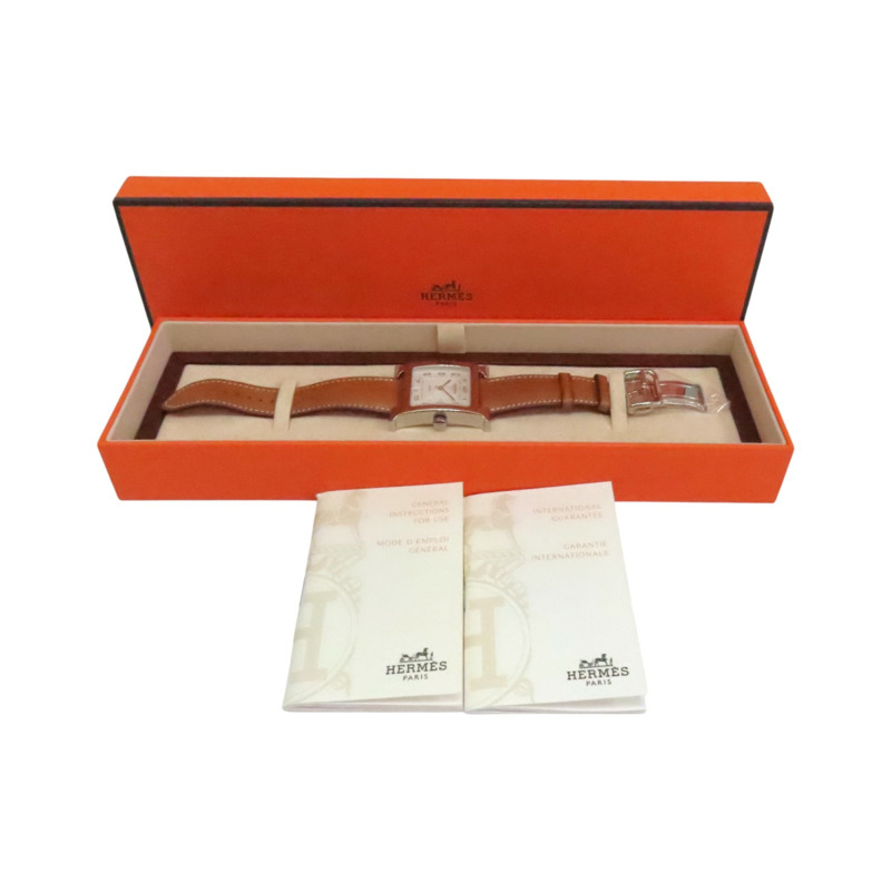 Heure H Hour 自動上鍊機械 腕錶 白錶面 棕色牛皮錶帶【HERMES 愛馬仕】 HH2.810.220-10