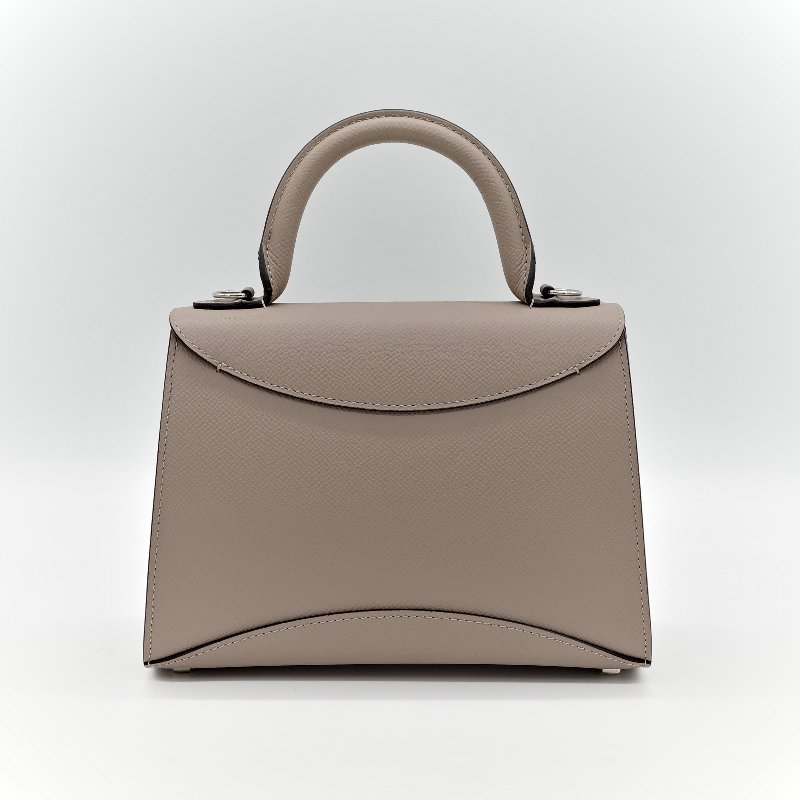 Moynat 莫奈 Gabrielle 大象灰 牛皮 銀扣手提包 肩背包 兩用-4