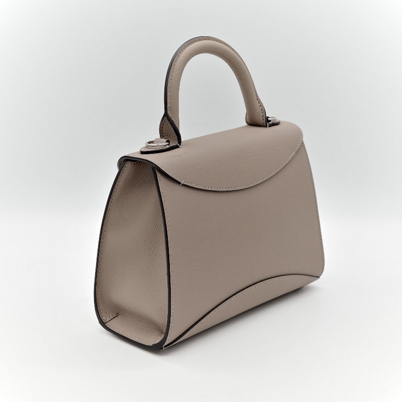 Moynat 莫奈 Gabrielle 大象灰 牛皮 銀扣手提包 肩背包 兩用-5