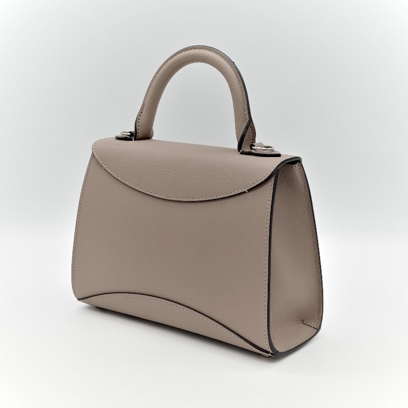 Moynat 莫奈 Gabrielle 大象灰 牛皮 銀扣手提包 肩背包 兩用-6