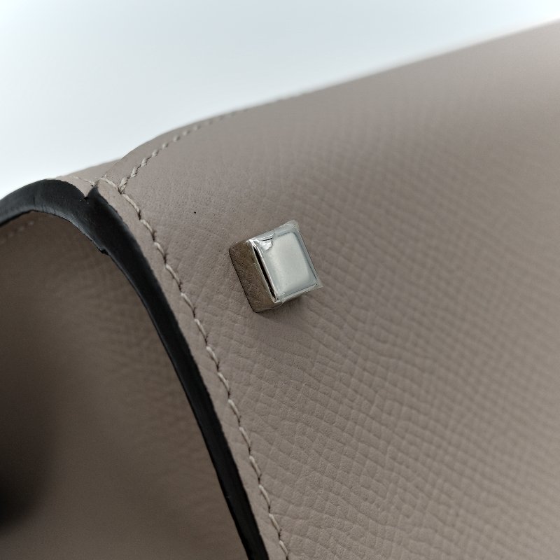 Moynat 莫奈 Gabrielle 大象灰 牛皮 銀扣手提包 肩背包 兩用-8