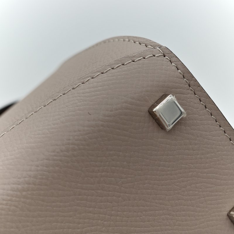 Moynat 莫奈 Gabrielle 大象灰 牛皮 銀扣手提包 肩背包 兩用-9