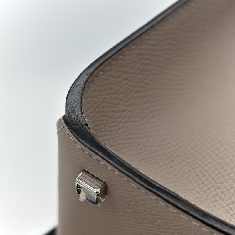 Moynat 莫奈 Gabrielle 大象灰 牛皮 銀扣手提包 肩背包 兩用-11