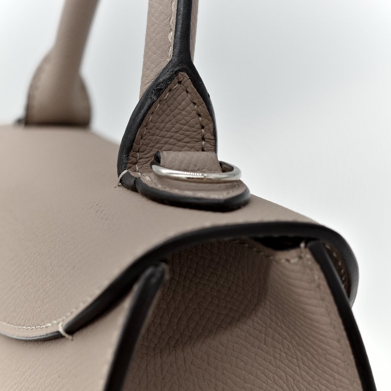 Moynat 莫奈 Gabrielle 大象灰 牛皮 銀扣手提包 肩背包 兩用-12