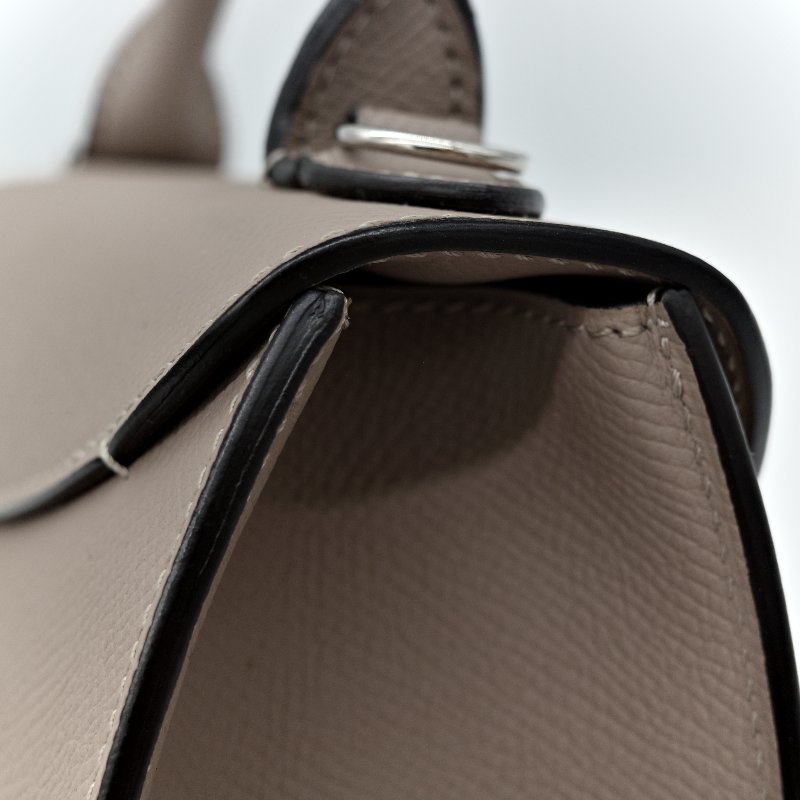 Moynat 莫奈 Gabrielle 大象灰 牛皮 銀扣手提包 肩背包 兩用-13