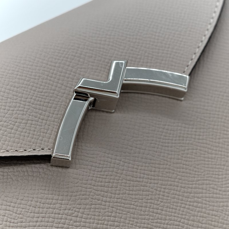 Moynat 莫奈 Gabrielle 大象灰 牛皮 銀扣手提包 肩背包 兩用-17