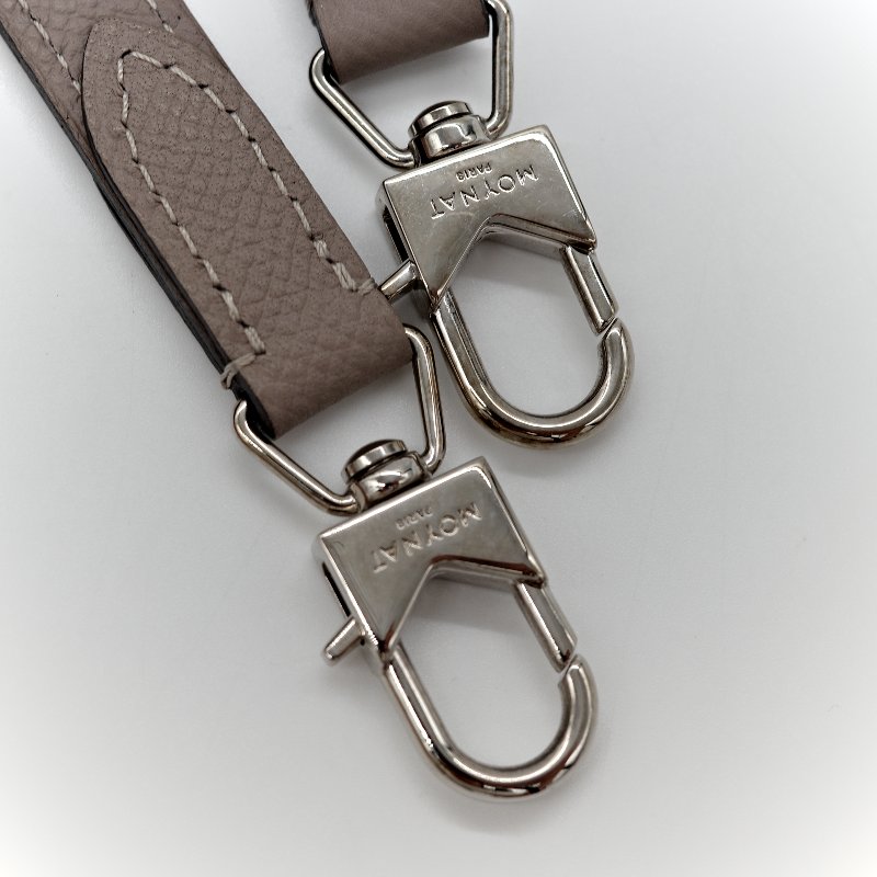 Moynat 莫奈 Gabrielle 大象灰 牛皮 銀扣手提包 肩背包 兩用-25