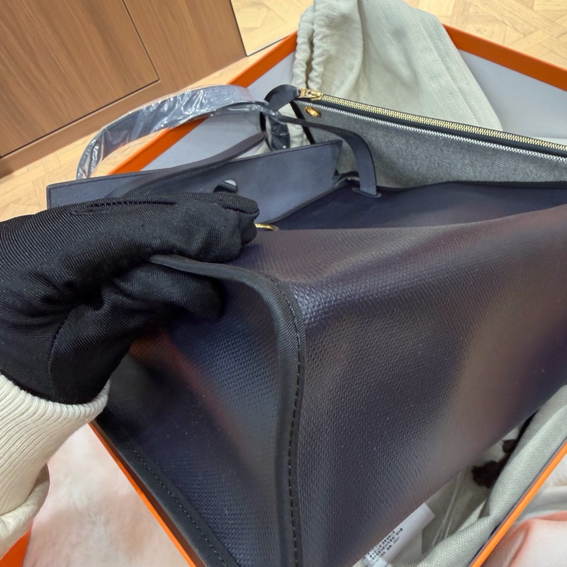 🌈Hermes💙Herbag 31💙深藍色金扣防水布🌈全新閒置🌟Stamp B🌟有盒🌟herbag31🌟herbag🌟愛馬仕🌟-6