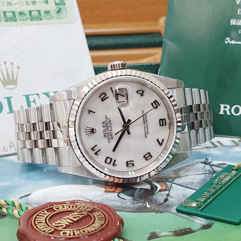 【大眾名錶】ROLEX 勞力士 16234 Datejust 貝殼數字面 原面未翻寫 2004/11全配 台灣AD 錶徑36mm 自動上鍊 G244-2