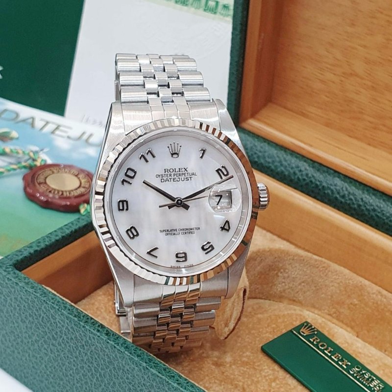 【大眾名錶】ROLEX 勞力士 16234 Datejust 貝殼數字面 原面未翻寫 2004/11全配 台灣AD 錶徑36mm 自動上鍊 G244-3