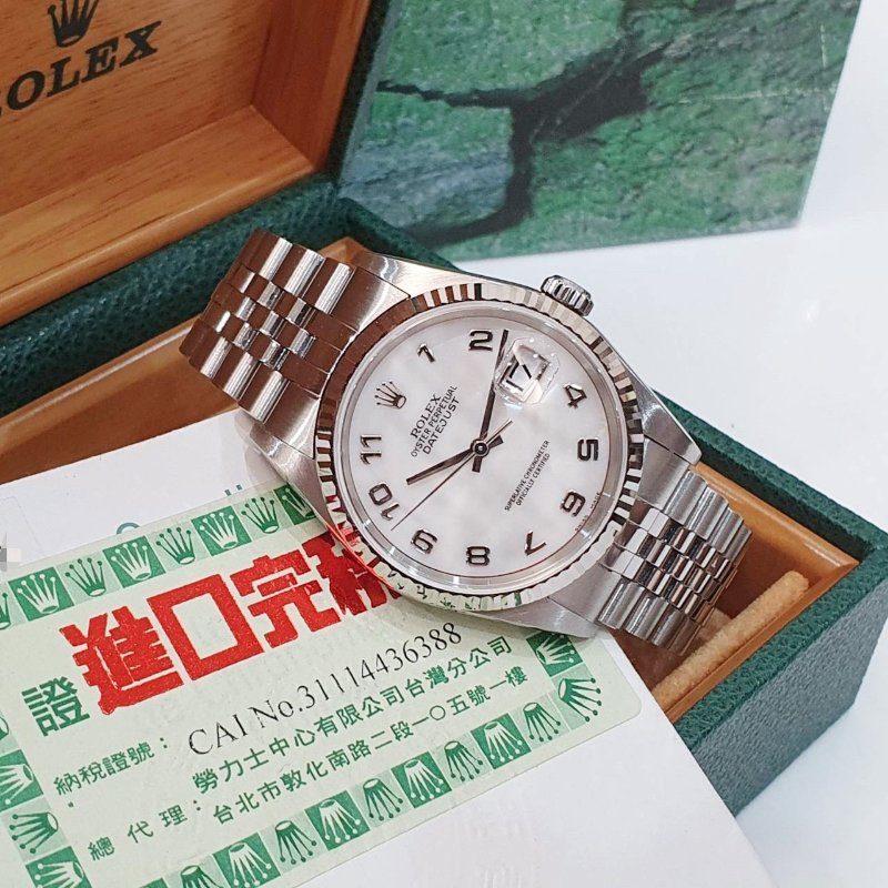 【大眾名錶】ROLEX 勞力士 16234 Datejust 貝殼數字面 原面未翻寫 2004/11全配 台灣AD 錶徑36mm 自動上鍊 G244-4
