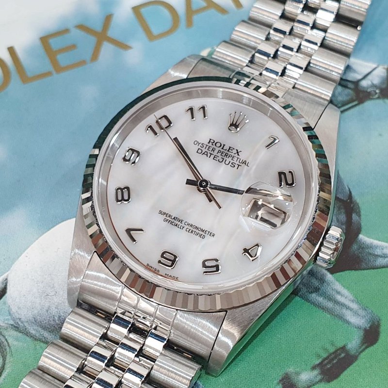 【大眾名錶】ROLEX 勞力士 16234 Datejust 貝殼數字面 原面未翻寫 2004/11全配 台灣AD 錶徑36mm 自動上鍊 G244-8