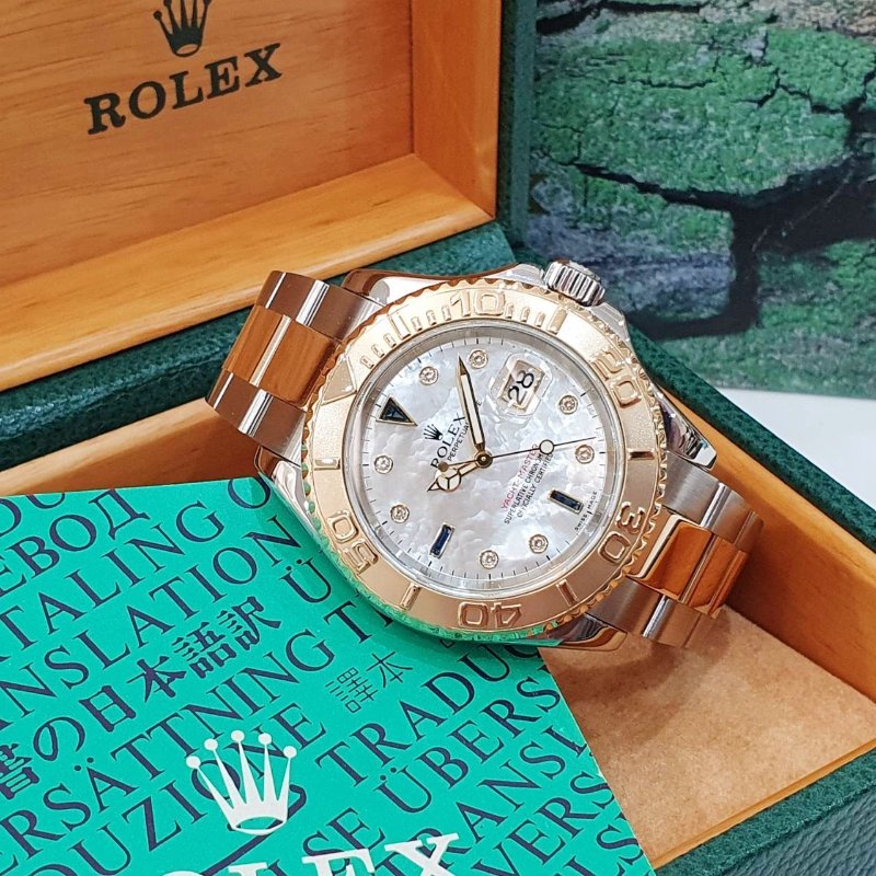 【大眾名錶】ROLEX 勞力士 16623 Yacht-Master 遊艇名仕 18K半金 貝殼面 鑽石及藍寶石時標 錶徑40mm 自動上鍊 G245-1
