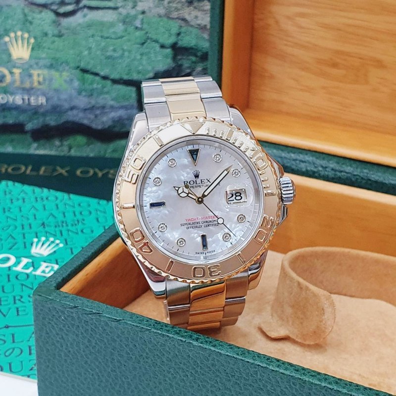 【大眾名錶】ROLEX 勞力士 16623 Yacht-Master 遊艇名仕 18K半金 貝殼面 鑽石及藍寶石時標 錶徑40mm 自動上鍊 G245-4