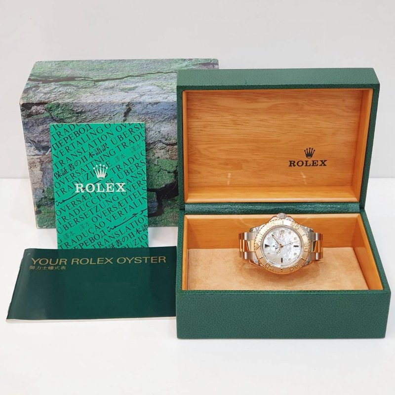 【大眾名錶】ROLEX 勞力士 16623 Yacht-Master 遊艇名仕 18K半金 貝殼面 鑽石及藍寶石時標 錶徑40mm 自動上鍊 G245-9