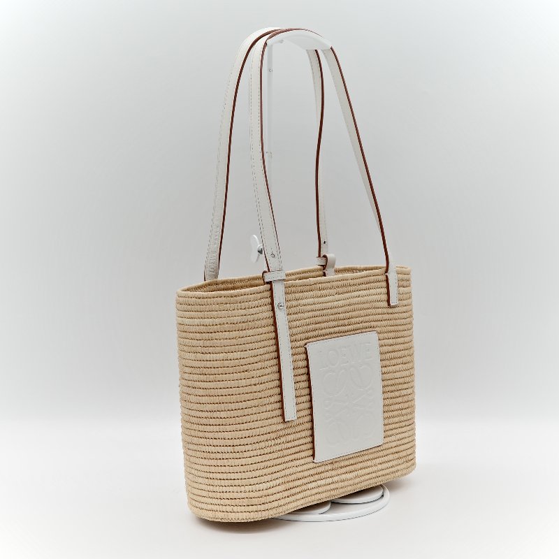 Loewe 羅威 白色 皮革 草編包-1