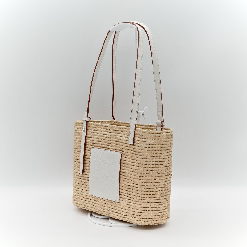 Loewe 羅威 白色 皮革 草編包-2