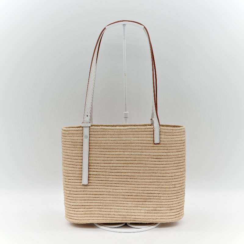 Loewe 羅威 白色 皮革 草編包-3
