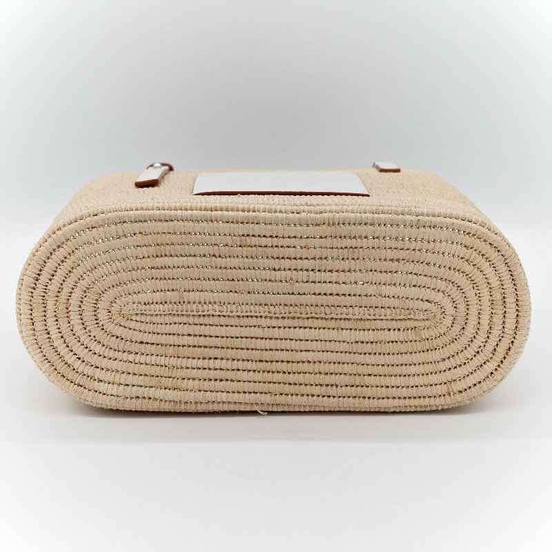 Loewe 羅威 白色 皮革 草編包-6