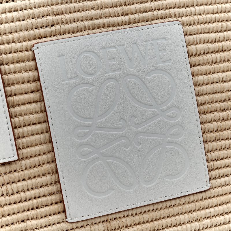 Loewe 羅威 白色 皮革 草編包-7