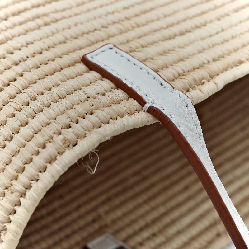 Loewe 羅威 白色 皮革 草編包-14