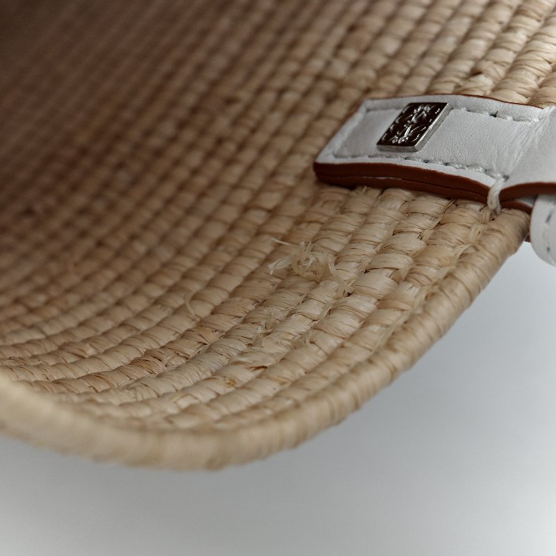 Loewe 羅威 白色 皮革 草編包-17