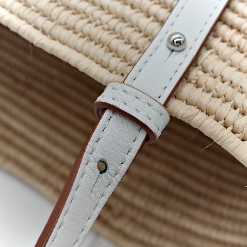 Loewe 羅威 白色 皮革 草編包-22