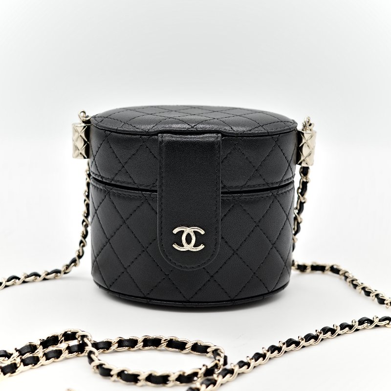 Chanel 香奈兒 黑圓盒子 圓筒包 小-1