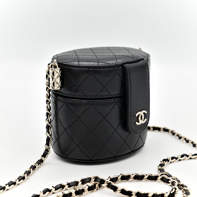 Chanel 香奈兒 黑圓盒子 圓筒包 小-2