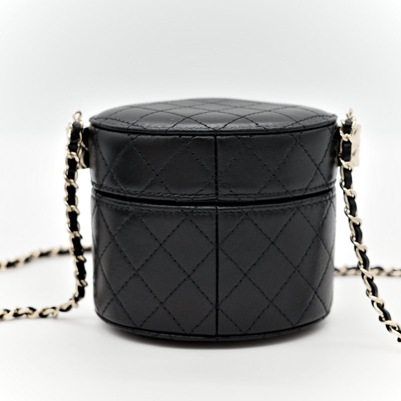Chanel 香奈兒 黑圓盒子 圓筒包 小-4