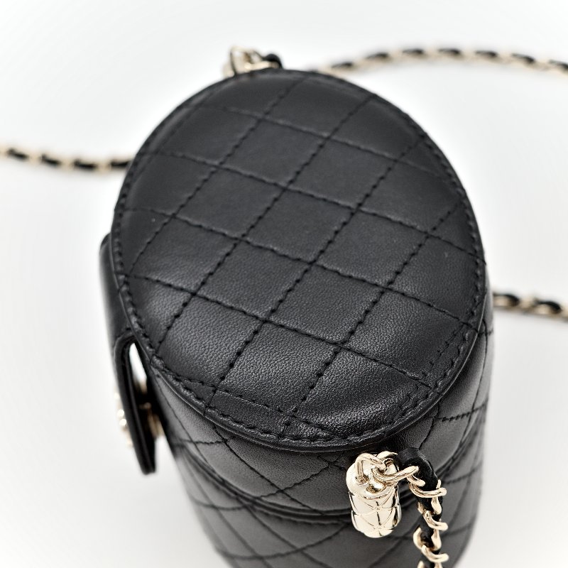 Chanel 香奈兒 黑圓盒子 圓筒包 小-5