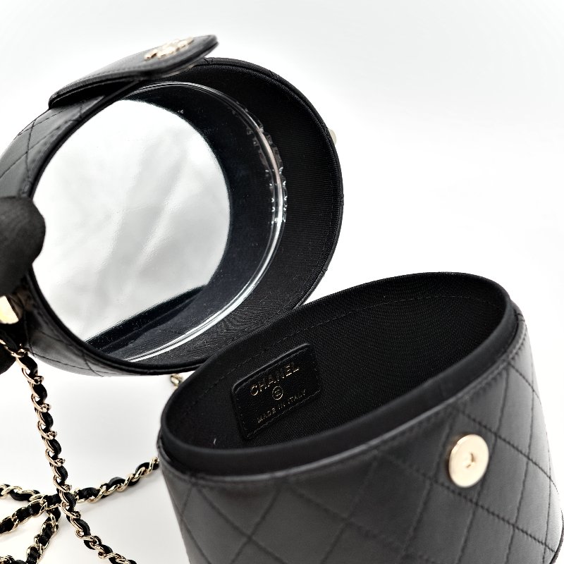 Chanel 香奈兒 黑圓盒子 圓筒包 小-10