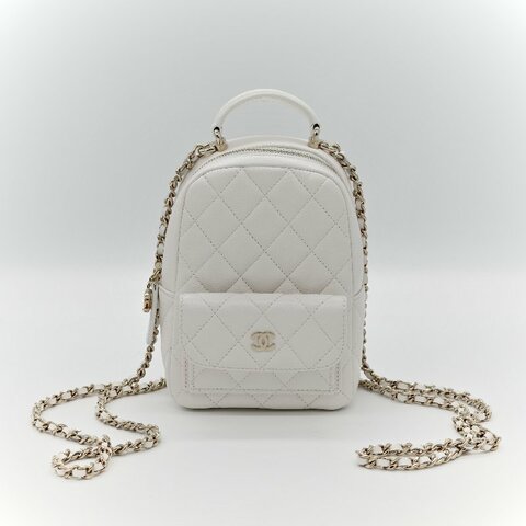 Chanel 香奈兒 白色 荔枝 小雙肩包