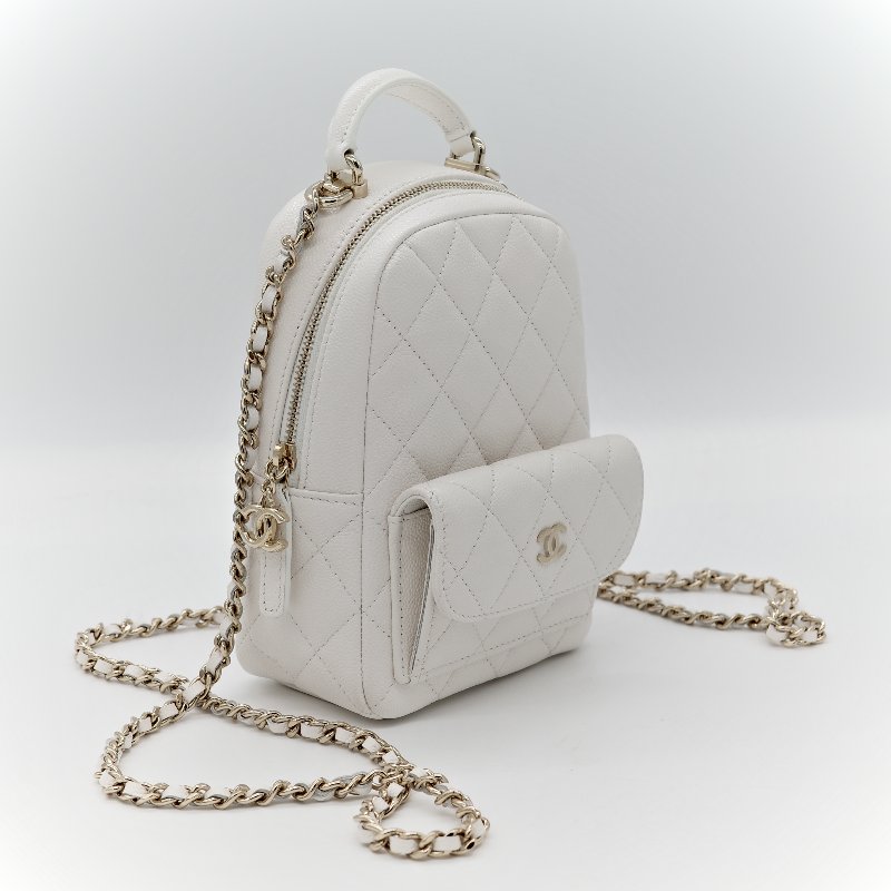 Chanel 香奈兒 白色 荔枝 小雙肩包-1