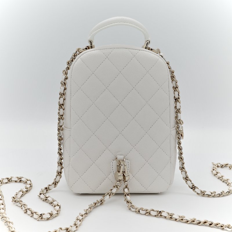 Chanel 香奈兒 白色 荔枝 小雙肩包-3