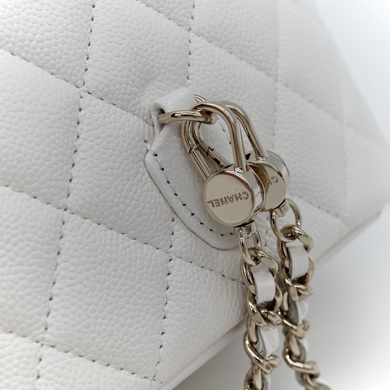 Chanel 香奈兒 白色 荔枝 小雙肩包-4
