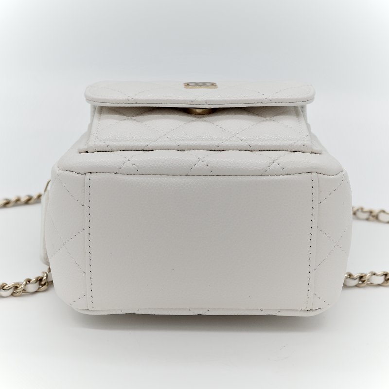 Chanel 香奈兒 白色 荔枝 小雙肩包-5