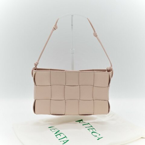 Bottega Veneta 寶緹嘉 粉色 編織 牛皮 斜挎包