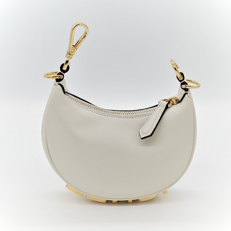 FENDI 芬迪 白金小牛皮 Fendigraphy MINI 半月包 手拿包 7AS089 專櫃 71400-1