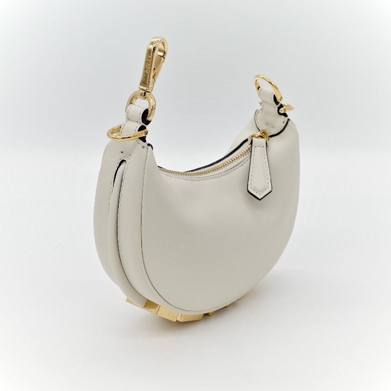 FENDI 芬迪 白金小牛皮 Fendigraphy MINI 半月包 手拿包 7AS089 專櫃 71400-2