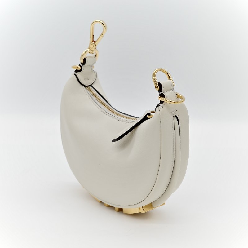 FENDI 芬迪 白金小牛皮 Fendigraphy MINI 半月包 手拿包 7AS089 專櫃 71400-3