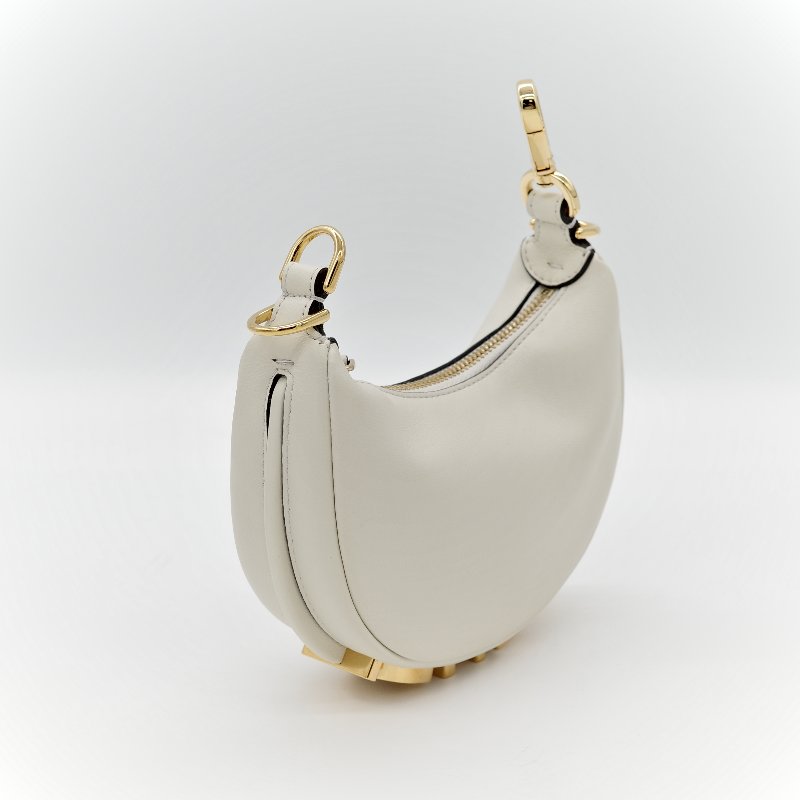 FENDI 芬迪 白金小牛皮 Fendigraphy MINI 半月包 手拿包 7AS089 專櫃 71400-4