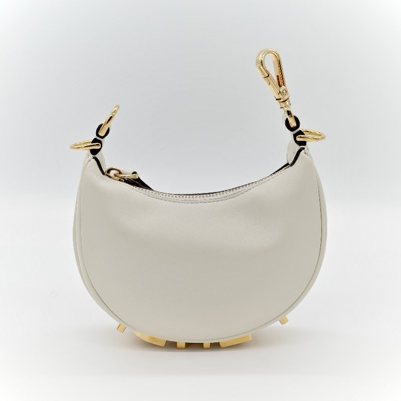 FENDI 芬迪 白金小牛皮 Fendigraphy MINI 半月包 手拿包 7AS089 專櫃 71400-5