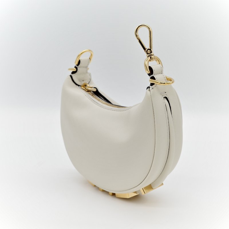 FENDI 芬迪 白金小牛皮 Fendigraphy MINI 半月包 手拿包 7AS089 專櫃 71400-6